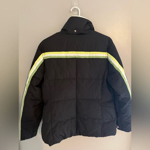ZeroXposur Down Filled Puffer Coat Jacket Woman SZ M Black Green White Trim Warm - Picture 8 of 11